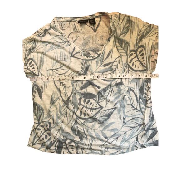 Tropical Palm tree pattern Tahari Palm tree print white and light Green 100% lin - Picture 9 of 11